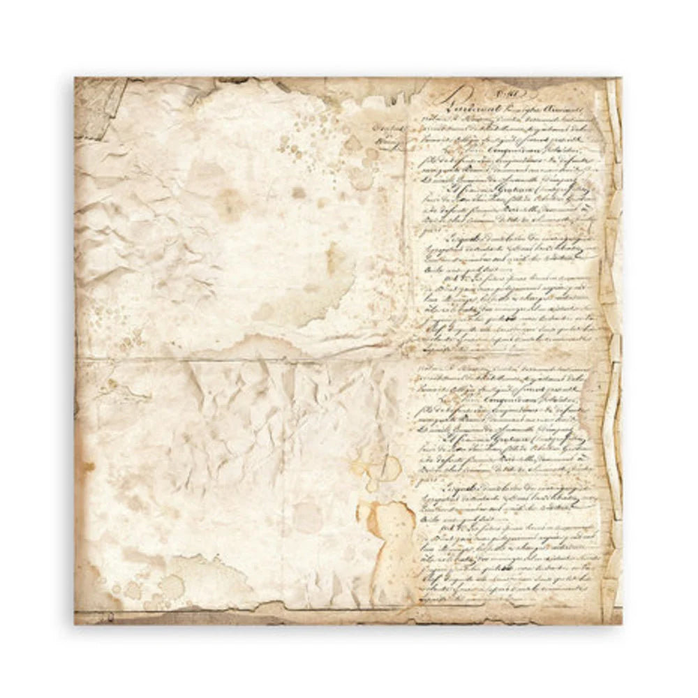 Stamperia dvipusio skrebinimo (dekoravimo) popieriaus rinkinys - Vintažinė biblioteka, fonų rinkinys, 10 vnt./pak.