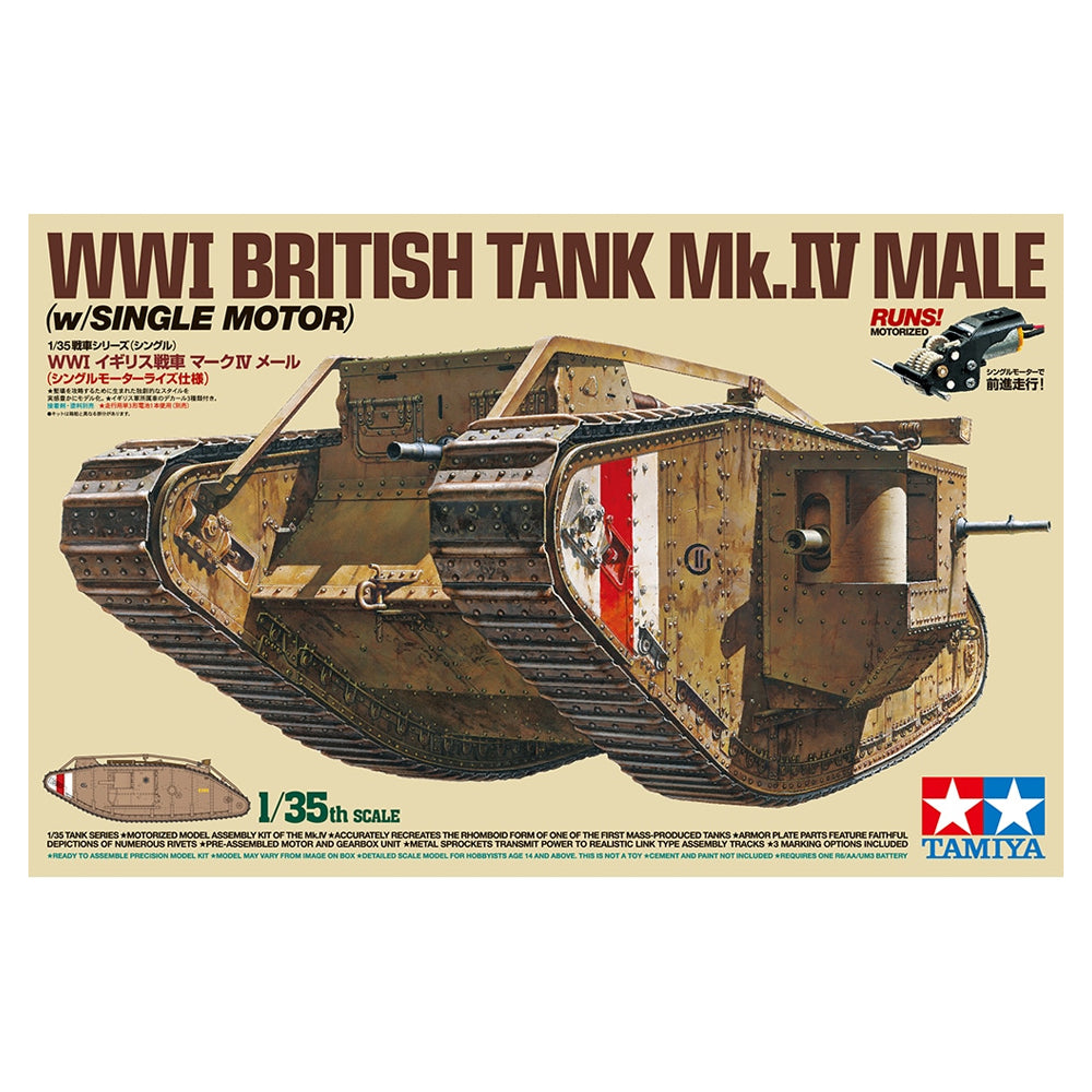 Tamiya WWI British Tank Mk.IV Male surenkamas modelis, 1:35