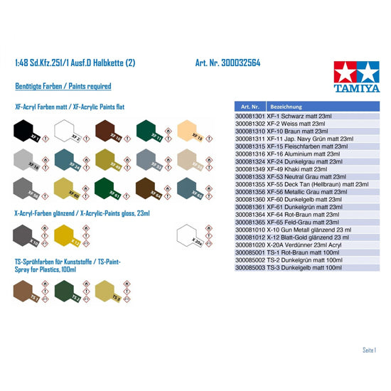 Tamiya 1:48 Sd.Kfz. 251/1 Ausf.D Halftrack surenkamas modelis, 1:48