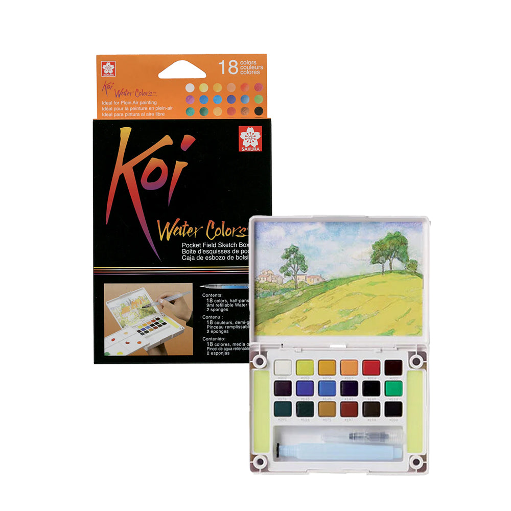 Sakura Koi Water Colors kišeninis akvarelės rinkinys, Half-Pan, 18 spalvų