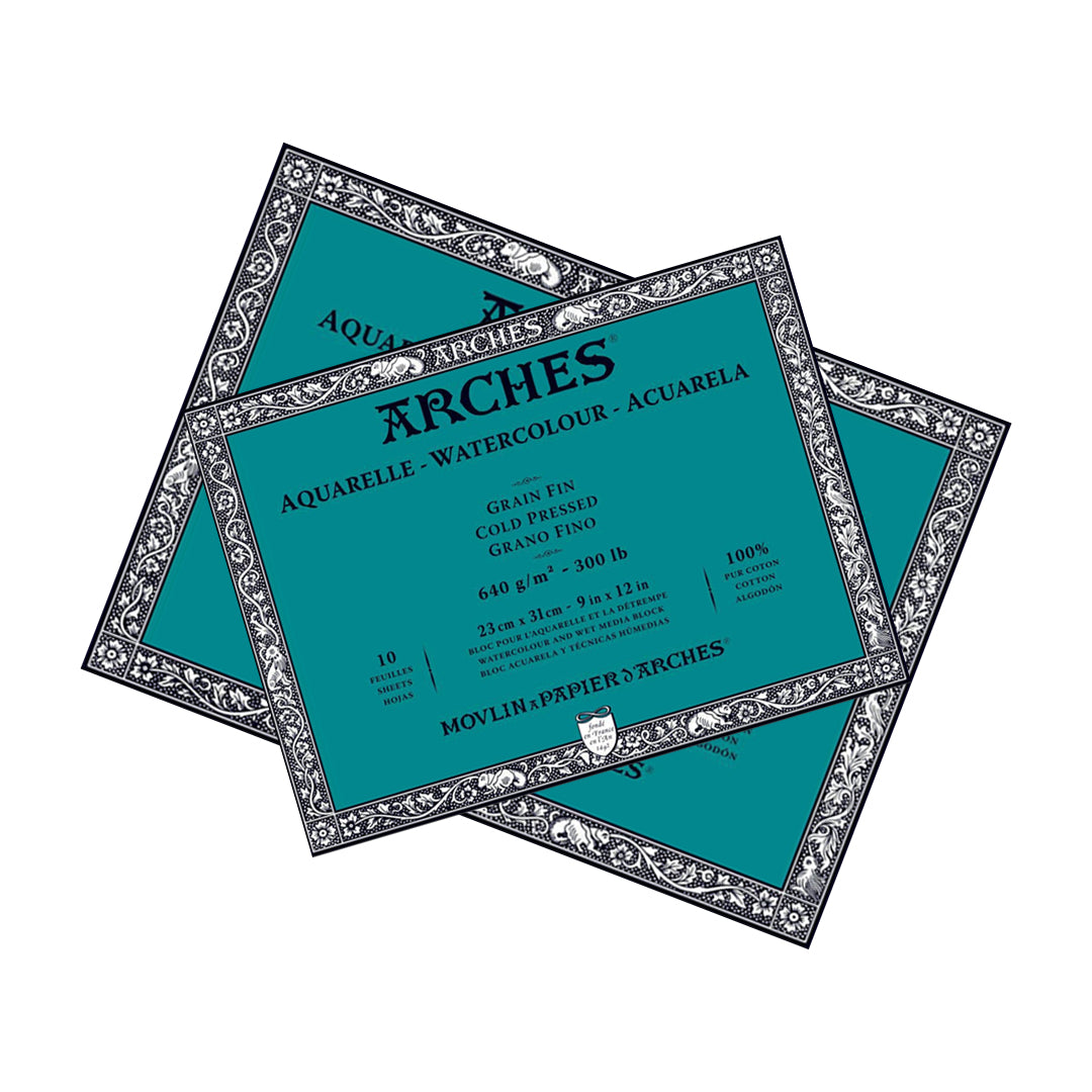 Arches akvarelinio popieriaus blokas, Cold Pressed, 640 gsm, 100 % medvilnė, 10 lapų