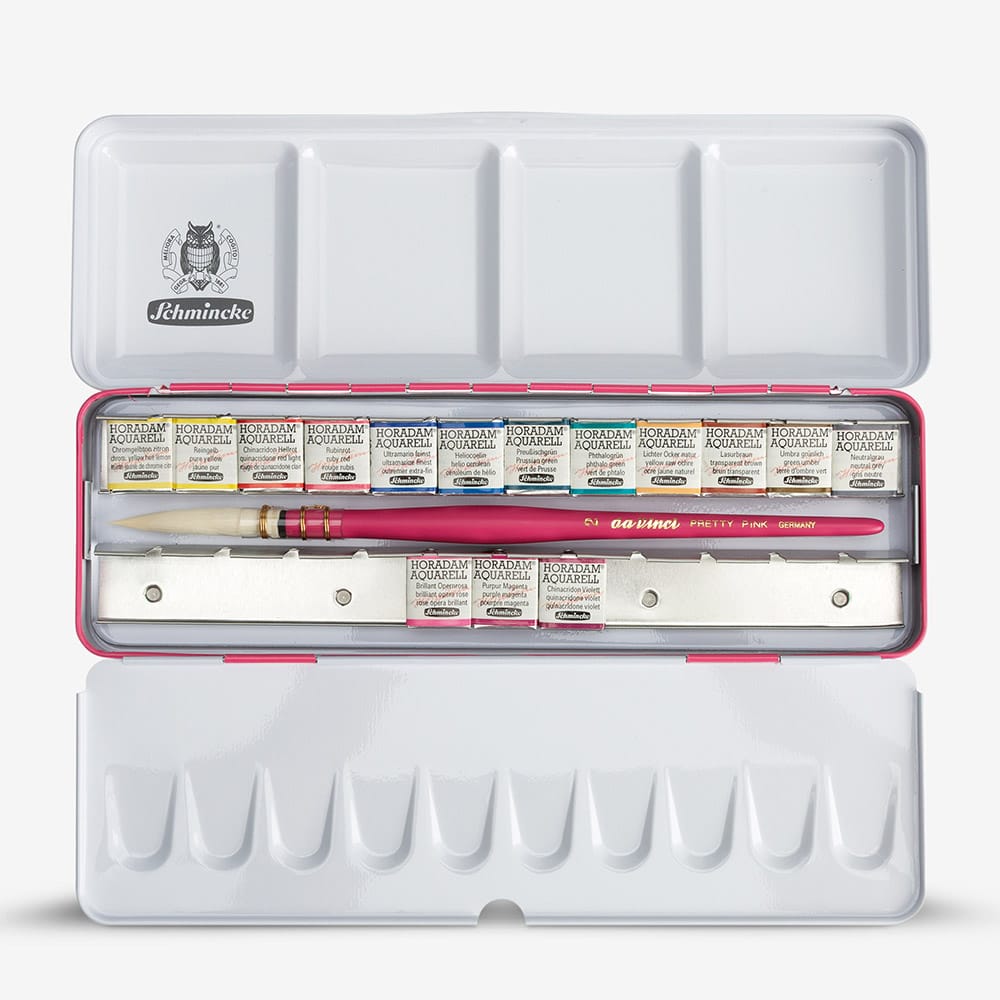 Schmincke Pretty Pink akvarelės rinkinys su teptuku 74663097