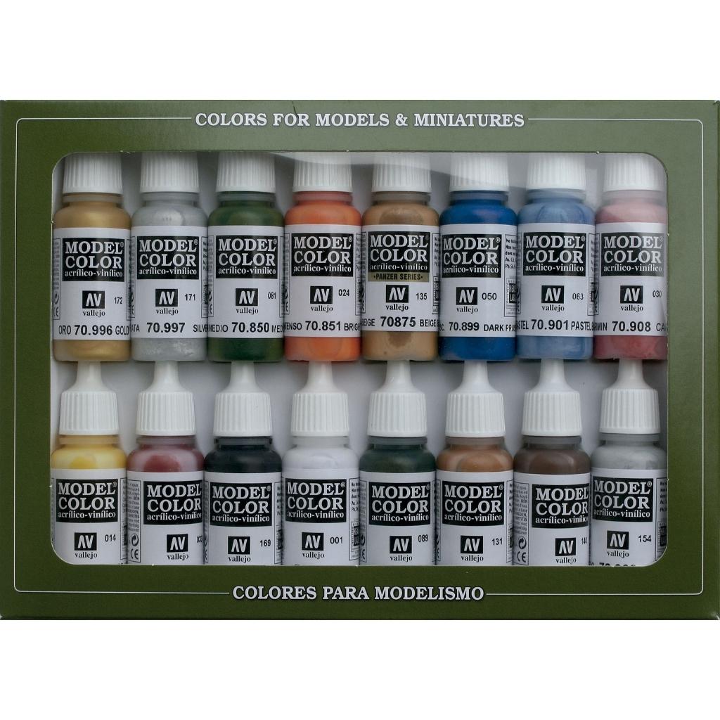 Vallejo Model Color Folkstone Basics akrilinių dažų rinkinys, 16x17 ml