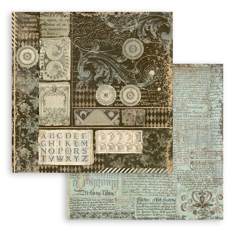 Stamperia dvipusio skrebinimo (dekoravimo) popieriaus rinkinys - Alchemija, 10 vnt./pak.