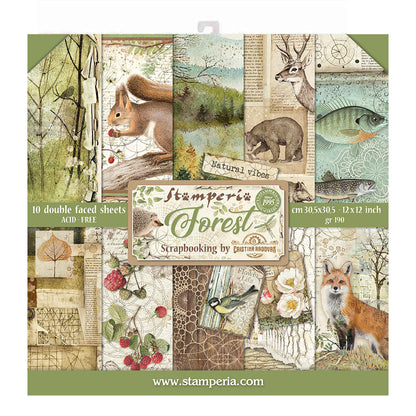 Stamperia Double-Sided Scrapbooking Paper Set - Forest, 10 units