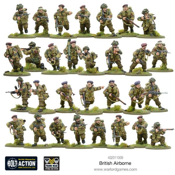 Warlord Games britų oro desanto Antrojo pasaulinio karo sąjungininkų desantininkų surenkamos miniatiūros