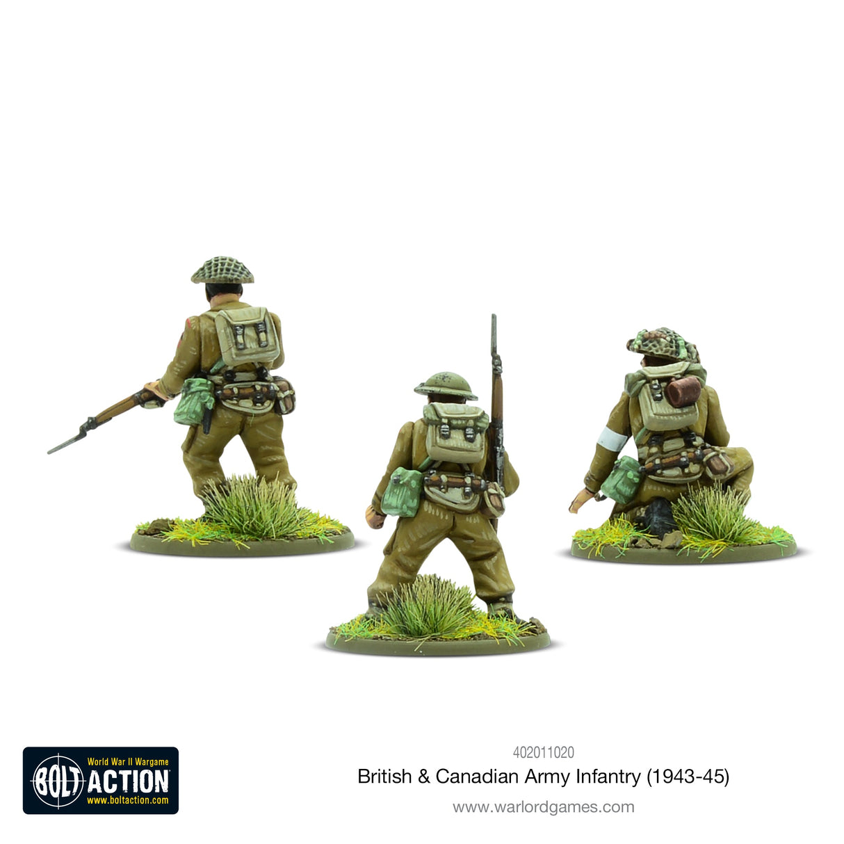 Warlord Games Britų ir Kanados armijos pėstininkų (1943–1945 m.) miniatiūros