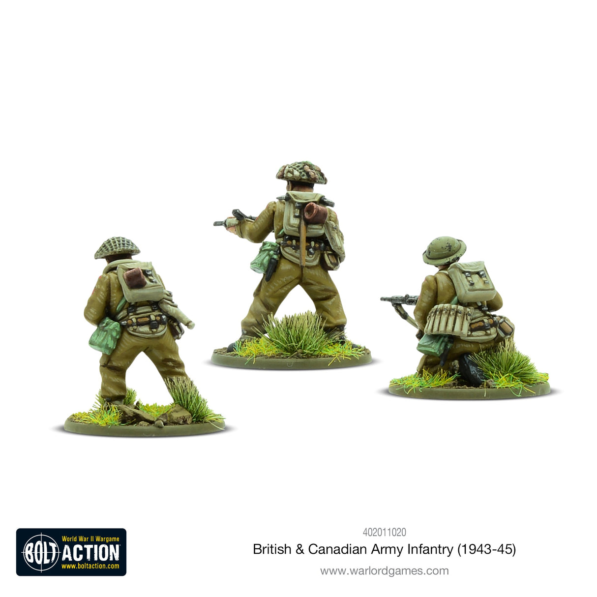 Warlord Games Britų ir Kanados armijos pėstininkų (1943–1945 m.) miniatiūros