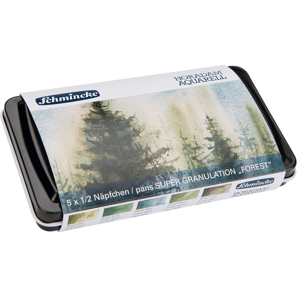 Schmincke Horadam Super Granulation Forest Watercolor Set, 5 Colours, ½ + Brush