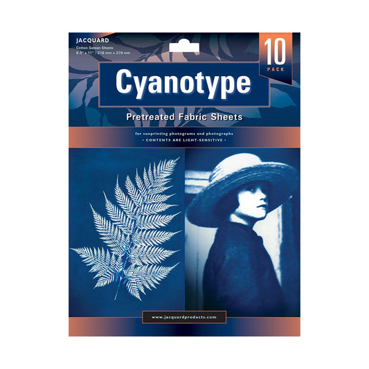 Jacquard Cyanotype iš anksto apdoroti audinio lakštai saulės atspaudams, 10 vnt., 21x28 cm