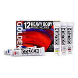 Golden Heavy Body Mixing akrilinių dažų rinkinys, 12x22 ml + glazūravimo mediumas