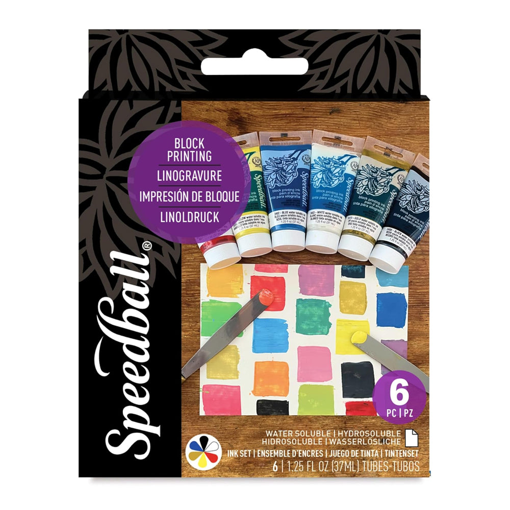 Speedball blokinės spaudos dažų rinkinys, 6x37 ml