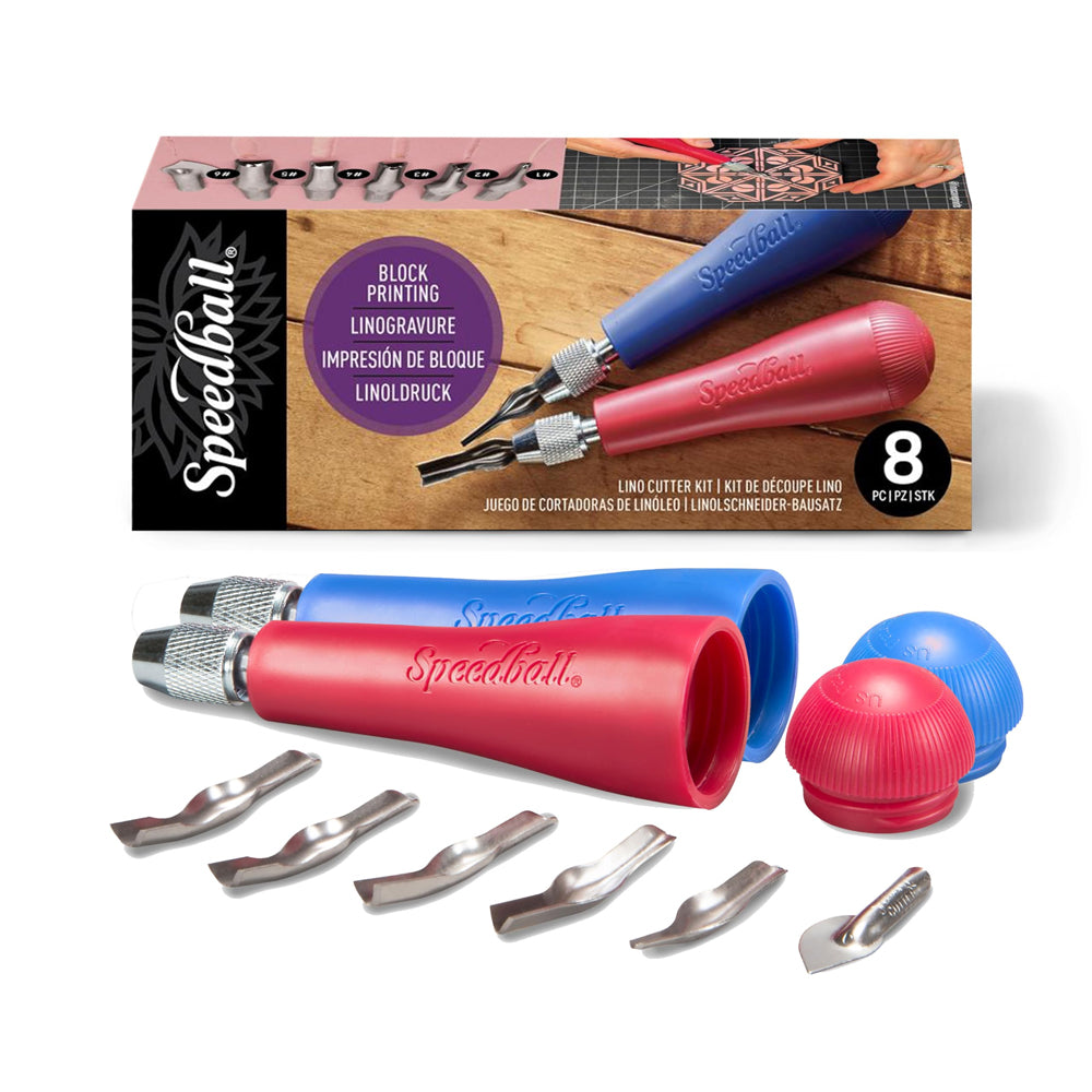 Speedball lino raižiklių rinkinys, 2 rankenos + 6 raižikliai