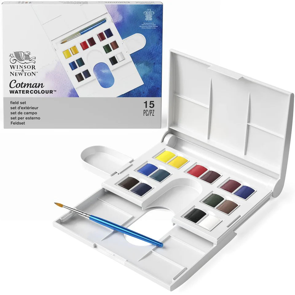 Winsor & Newton Cotman kelioninis akvarelės rinkinys Field, 14 spalvų, Half-Pan
