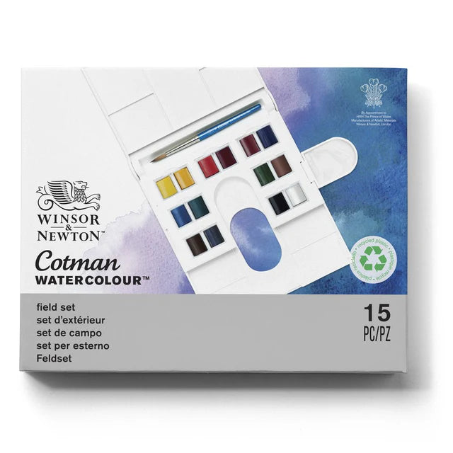 Winsor & Newton Cotman kelioninis akvarelės rinkinys Field, 14 spalvų, Half-Pan
