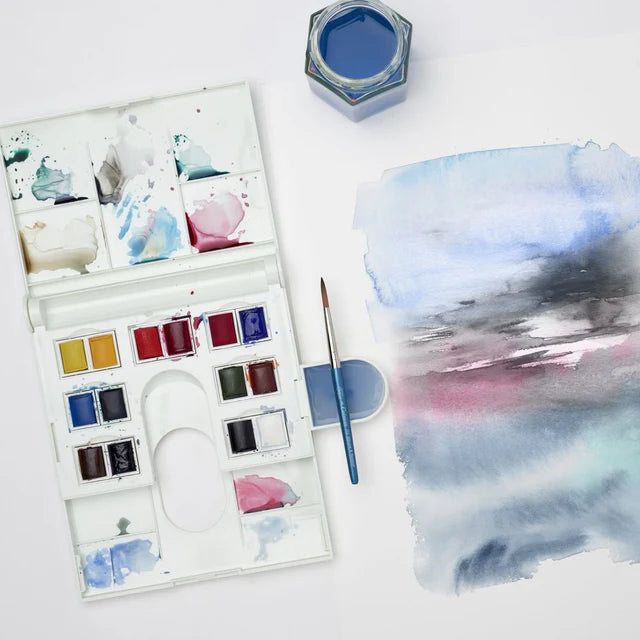 Winsor & Newton Cotman kelioninis akvarelės rinkinys Field, 14 spalvų, Half-Pan
