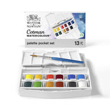 Winsor & Newton Cotman Watercolour Palette Pocket Set, 12 Half Pans