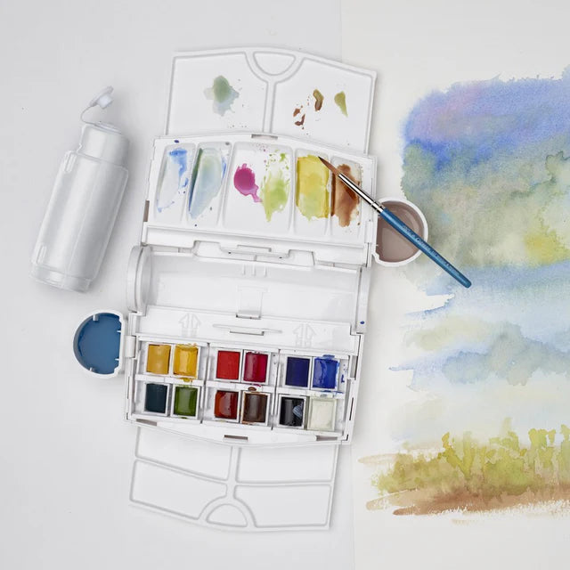 Winsor & Newton Cotman kelioninis akvarelės rinkinys Field Plus, 12 spalvų, Half-Pan