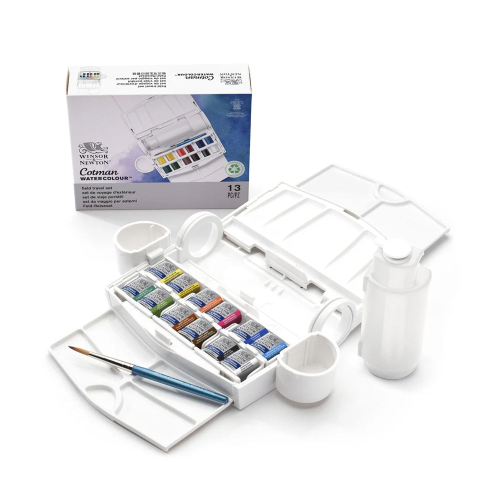 Winsor & Newton Cotman kelioninis akvarelės rinkinys Field Plus, 12 spalvų, Half-Pan