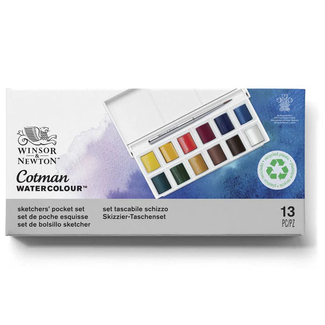 Winsor & Newton Cotman kišeninis akvarelės rinkinys Sketchers', 12 spalvų, Half-Pan