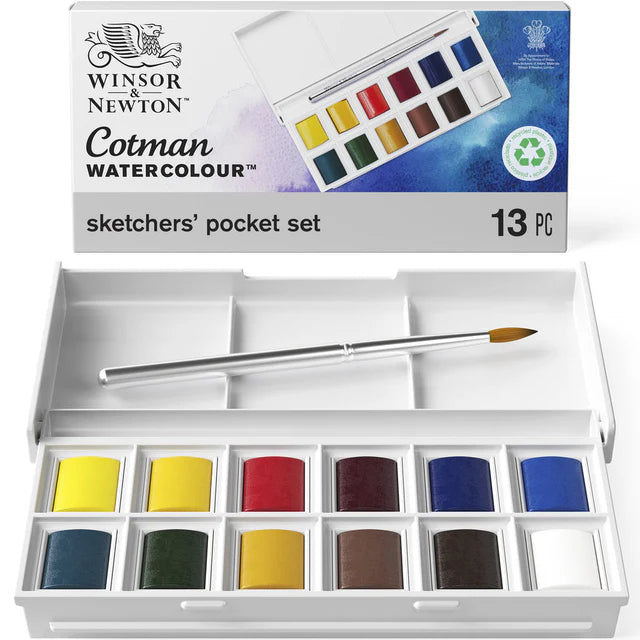 Winsor & Newton Cotman kišeninis akvarelės rinkinys Sketchers', 12 spalvų, Half-Pan