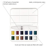 Winsor & Newton Cotman Watercolour Water Brush Pocket Set, 12 Half-Pans