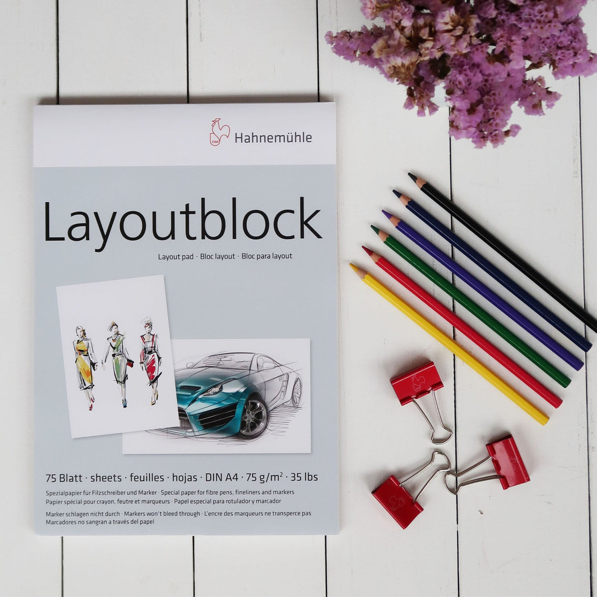 Hahnemühle Layoutblock piešimo popierius iliustracijoms, 75 lapai, 75 gsm