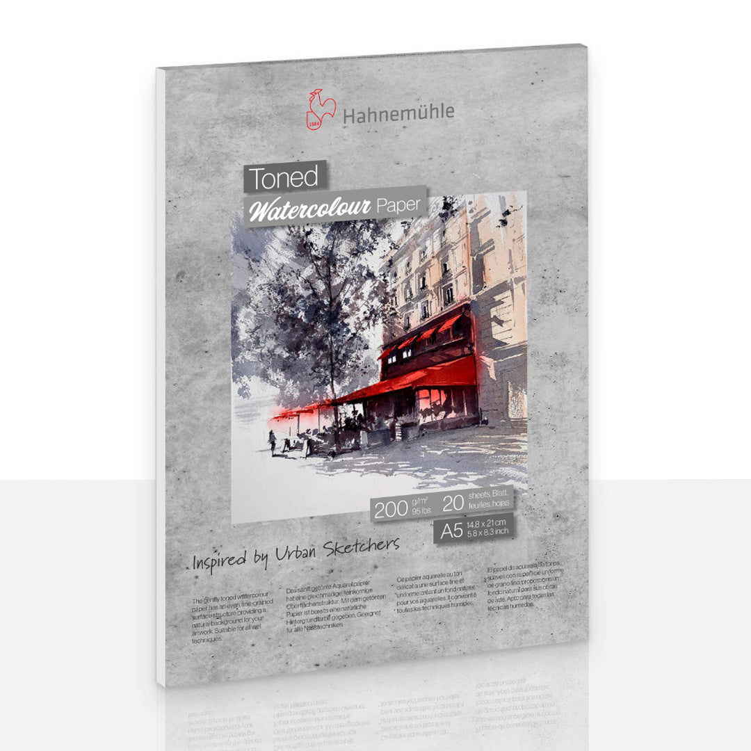 Hahnemühle tonuotas pilkos spalvos akvarelinio popieriaus bloknotas, 15 lapų, 300 gsm