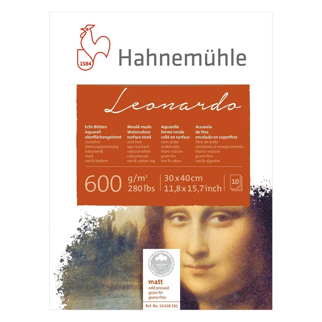 Hahnemühle Leonardo akvarelinio popieriaus blokas, 10 lapų, 600 gsm
