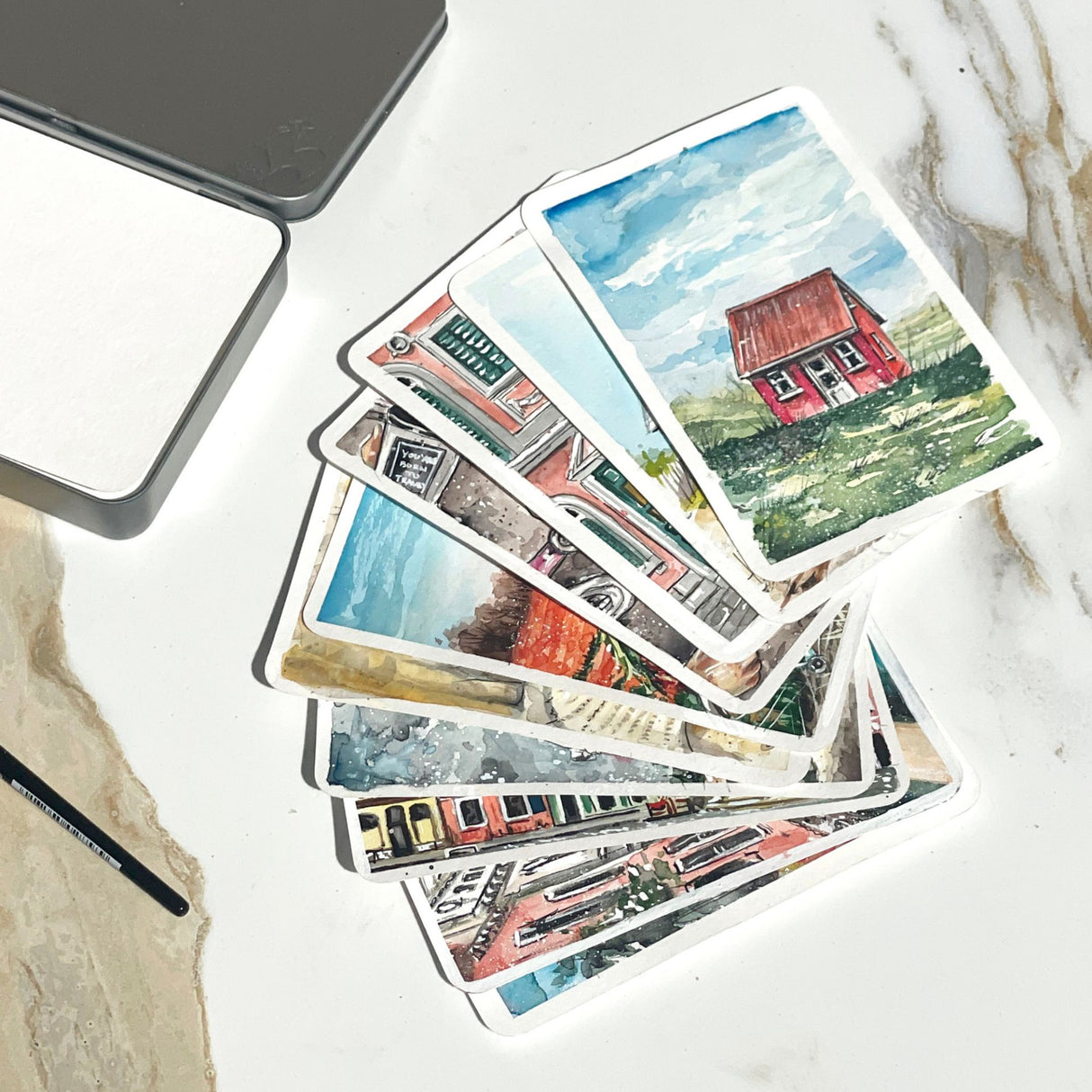 Hahnemühle Watercolour Postcards in a Metal Box, 30 pcs., 230 gsm