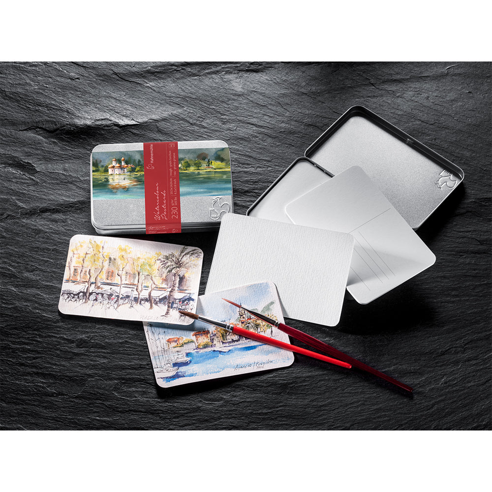 Hahnemühle Watercolour Postcards in a Metal Box, 30 pcs., 230 gsm