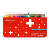 Caran d'Ache Swisscolor akvarelinių spalvotų pieštukų rinkinys, 40 spalvų