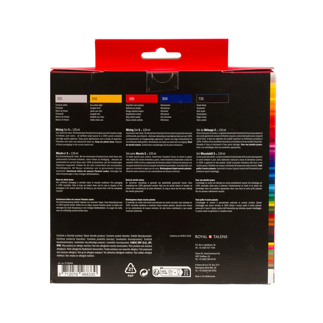 Amsterdam Acrylic Paint Set, 5x120 ml
