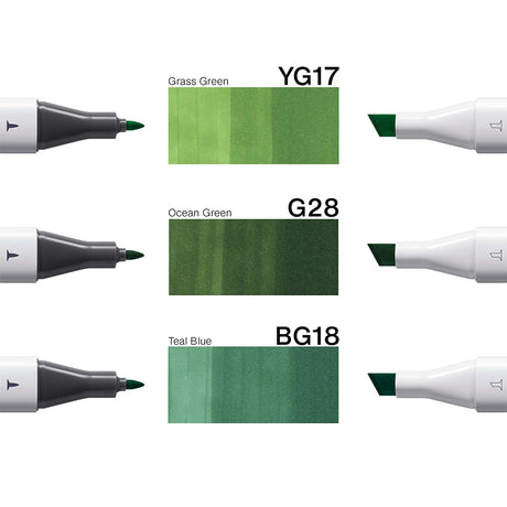 Copic Classic Designer kolekcijos markerių rinkinys Evergreen Tints, 3 vnt.