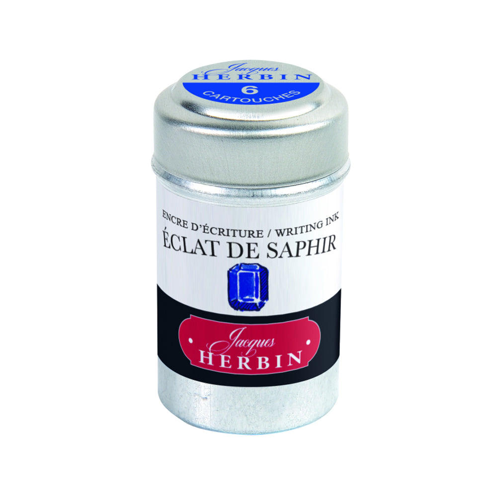 Jacques Herbin La Perle des Encres rašalo kapsulės, safyro mėlynos spalvos, 6 vnt.