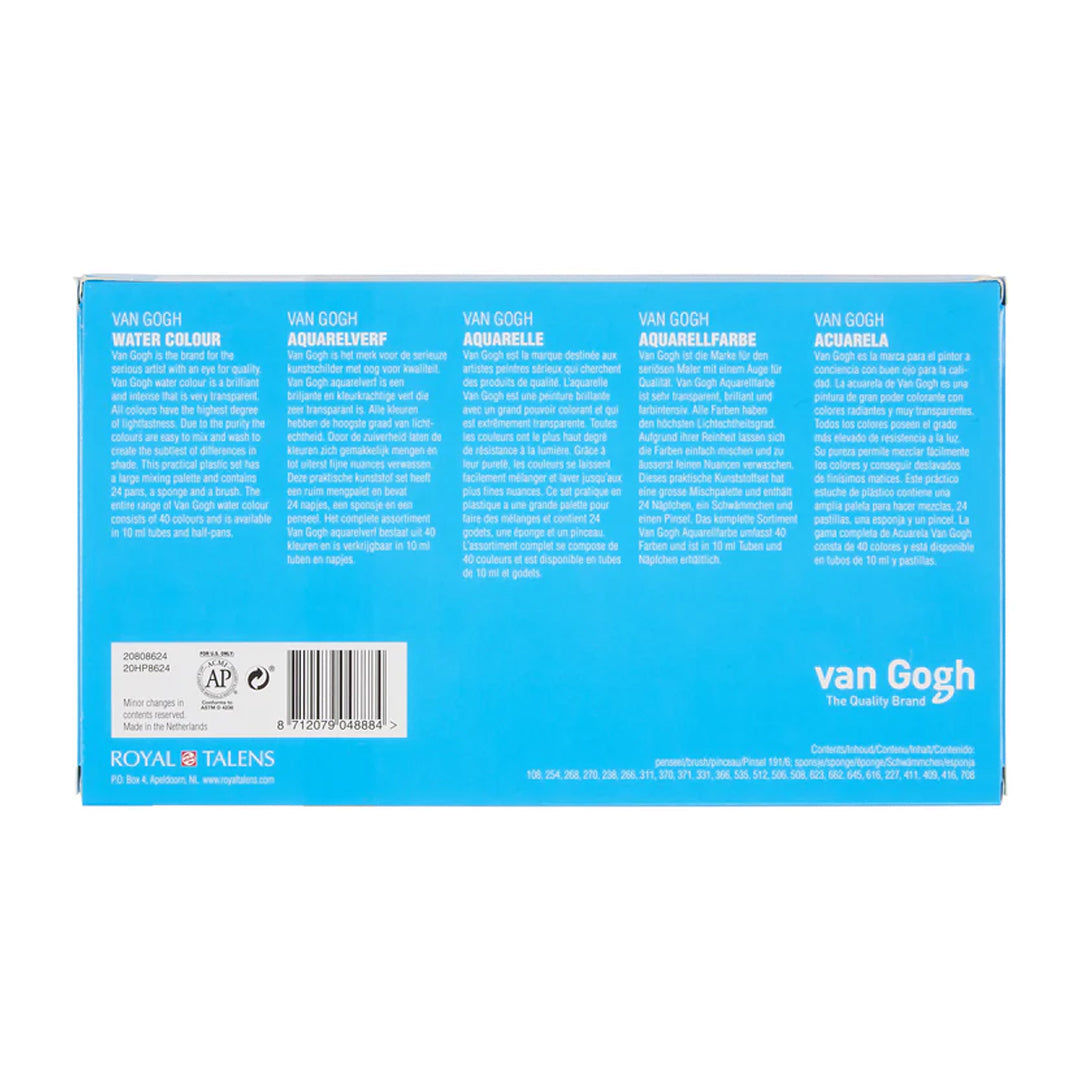 Van Gogh Watercolour Set, Half-Pan, 24 colours