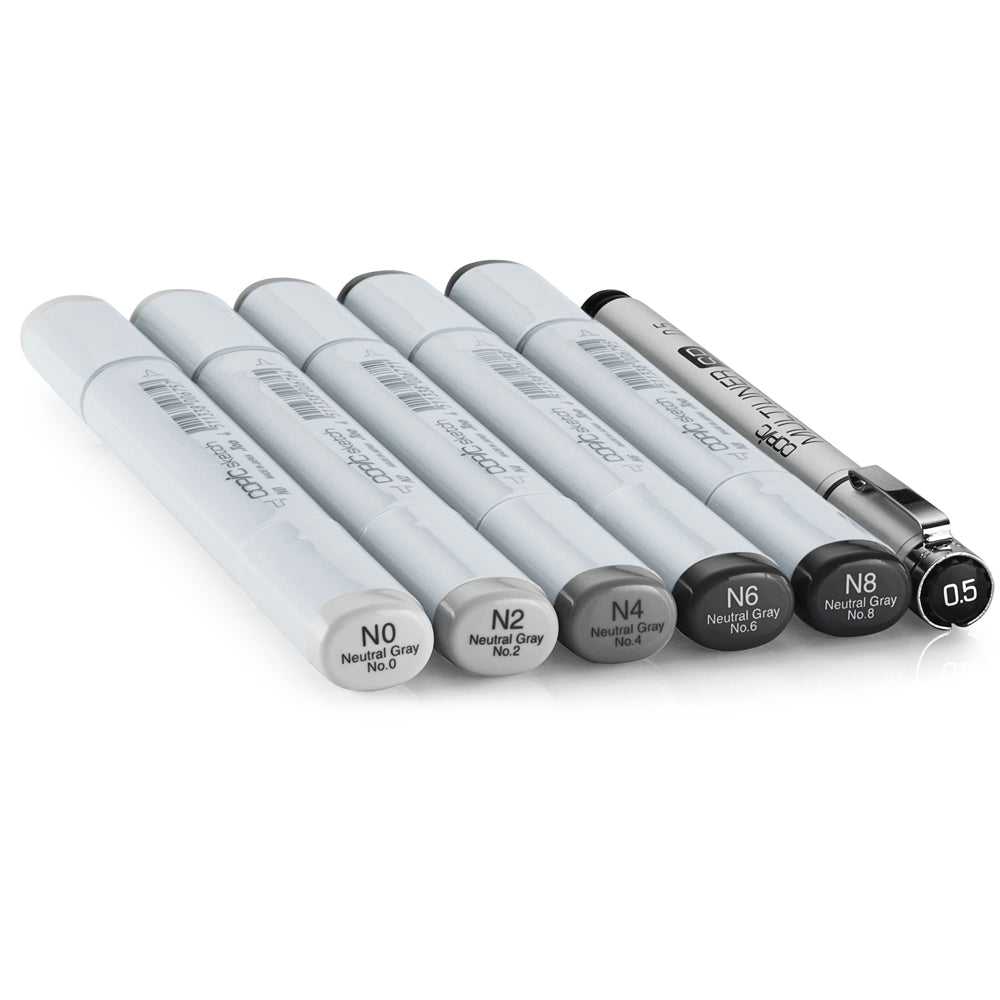 Copic Sketch markerių rinkinys Sketching Grays, 6 vnt.