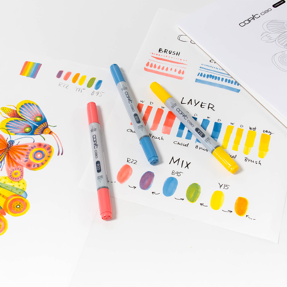 Copic Ciao Layer & Mix Brilliant markerių ir popieriaus rinkinys pradedantiesiems
