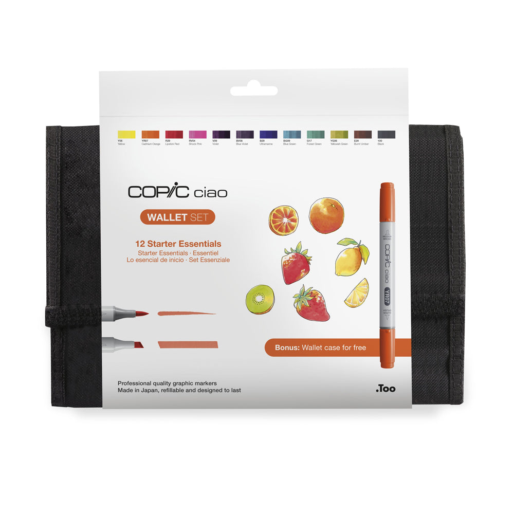Copic Ciao markerių rinkinys su dėklu Starter Essentials, 12 vnt.