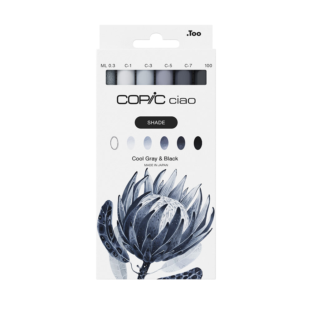 Copic Ciao SHADE markerių rinkinys Cool Gray&Black, 6 vnt.