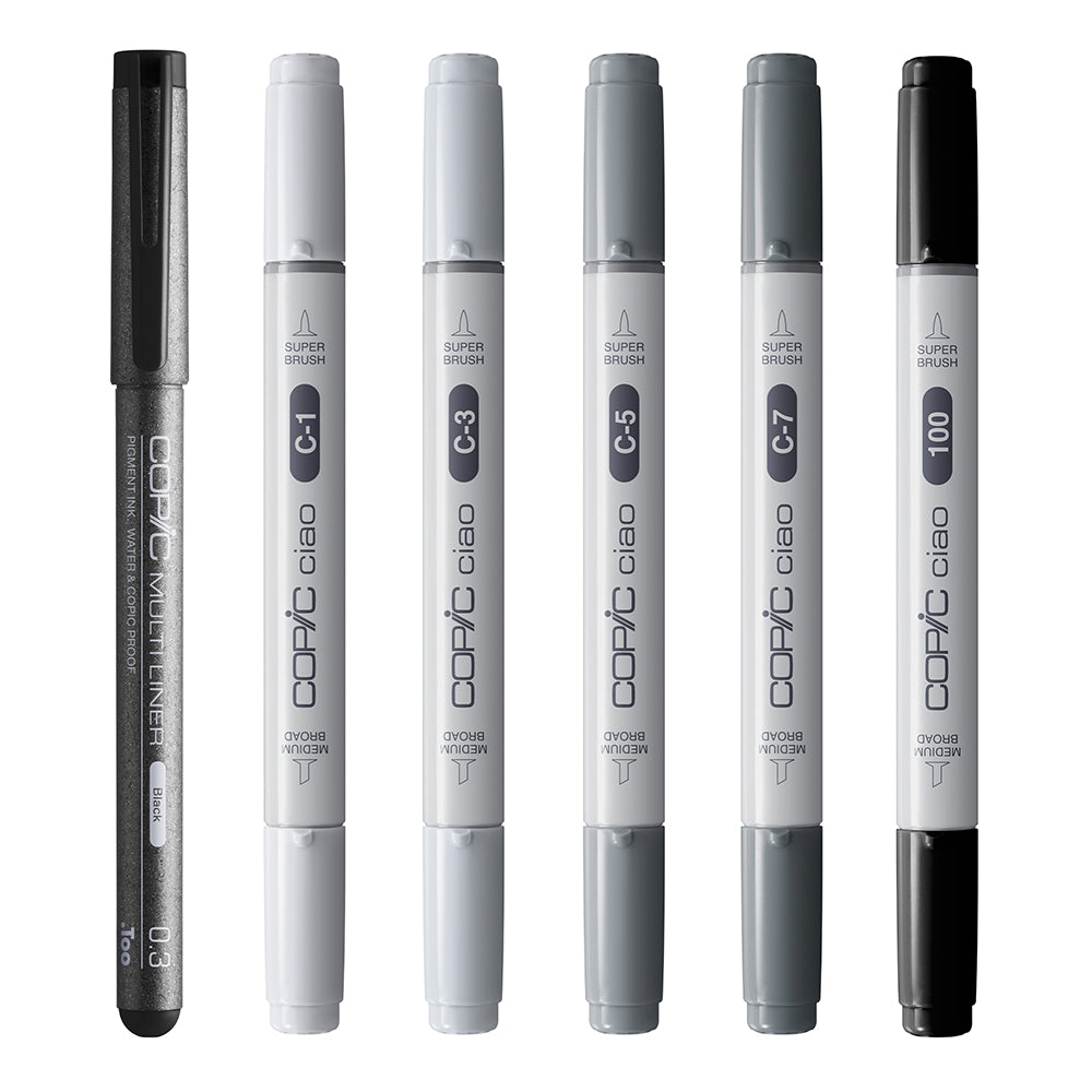 Copic Ciao SHADE markerių rinkinys Cool Gray&Black, 6 vnt.