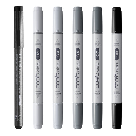 Copic Ciao SHADE markerių rinkinys Cool Gray&Black, 6 vnt.