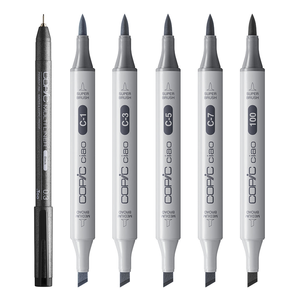 Copic Ciao SHADE markerių rinkinys Cool Gray&Black, 6 vnt.