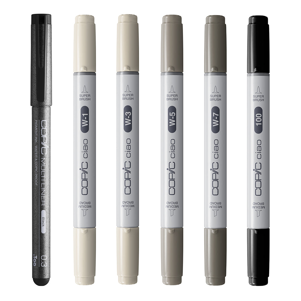 Copic Ciao SHADE markerių rinkinys Warm Gray&Black, 6 vnt.