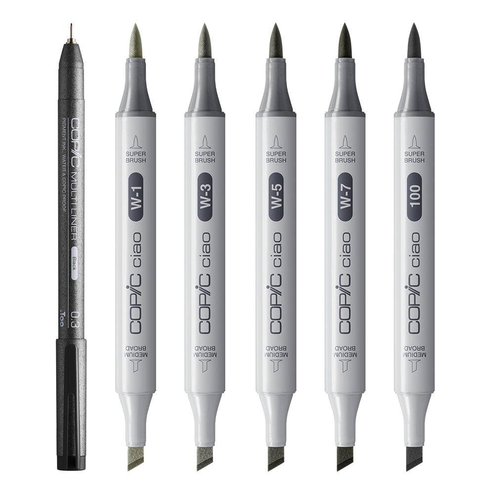 Copic Ciao SHADE markerių rinkinys Warm Gray&Black, 6 vnt.