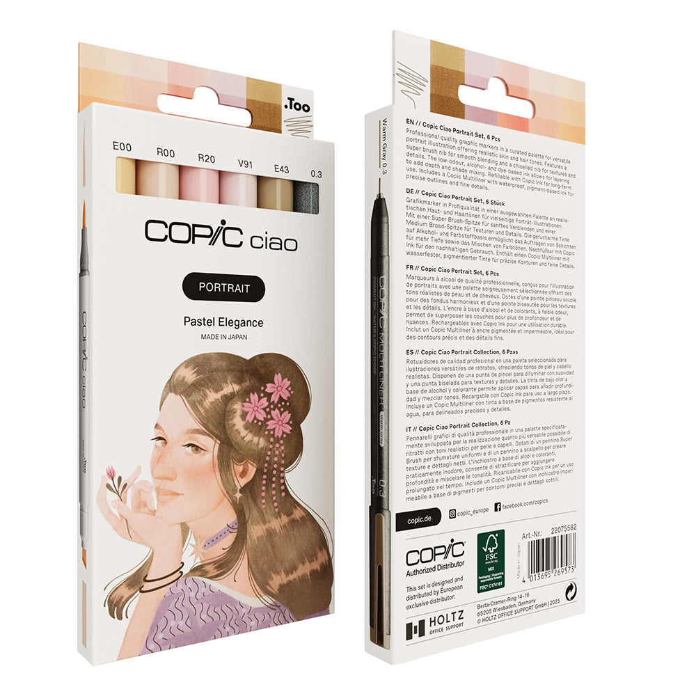 Copic Ciao Portrait markerių rinkinys Pastel Elegance, 6 vnt.