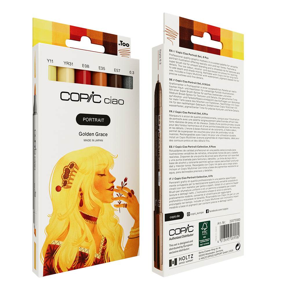 Copic Ciao Portrait markerių rinkinys Golden Grace, 6 vnt.