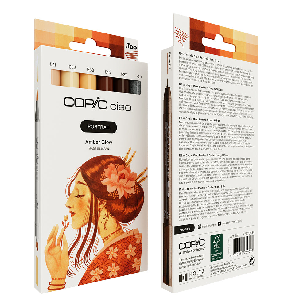 Copic Ciao Portrait markerių rinkinys Amber Glow, 6 vnt.