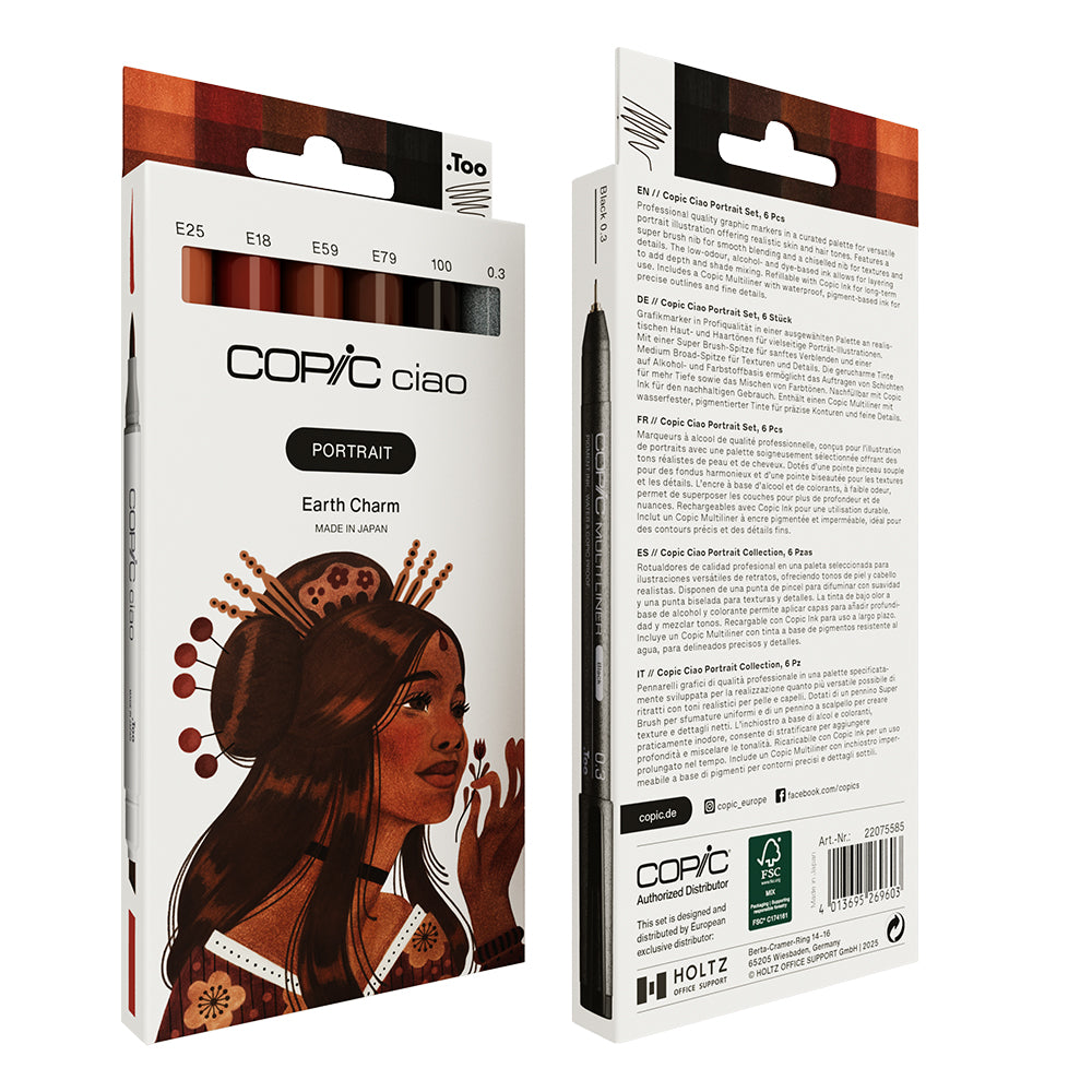 Copic Ciao Portrait markerių rinkinys Earth Charm, 6 vnt.