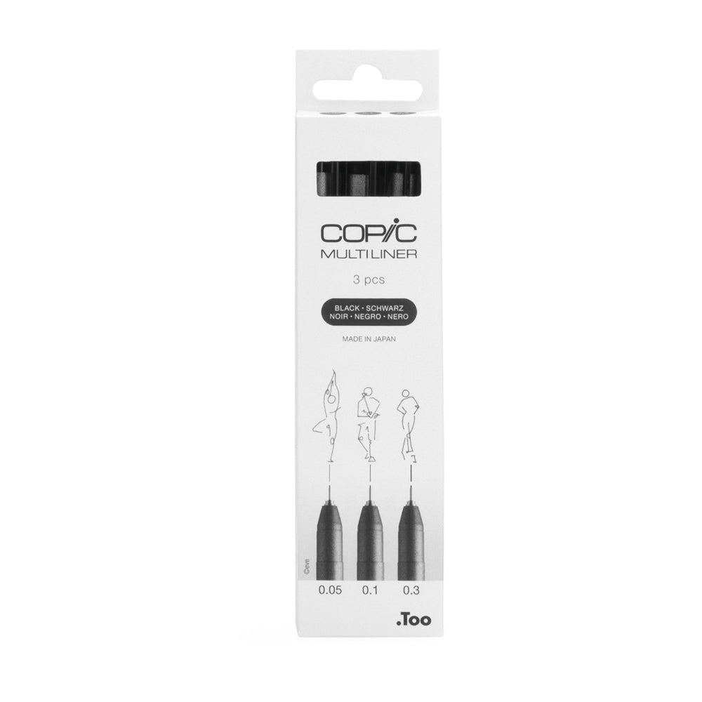 Copic Multiliner plonų juodų tušinukų rinkinys, 3 vnt.